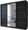 Fabryka Mebli Idźczak Kleiderschrank mit Spiegel, Schiebetüren - schwarzer Schwebetürenschrank, Schlafzimmerschrank - ‎61 x 250 x 218 cm - Schrank für Schlafzimmer, Wohnzimmer, Garderobe