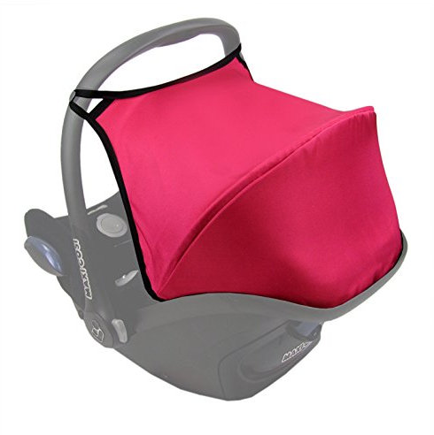 BAMBINIWELT Sonnenverdeck Sonnendach Sonnenschutz für Babyschale kompatibel mit Maxi Cosi CABRIO-FIX + GRATIS Gurtpolster (pink)