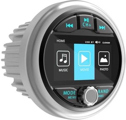 Bluetooth Marine Gauge Radio Receiver - Waterproof Boat Stereo - Digital Multimedia MP5 Player USB AM FM Tuner 4 x 50 Watts Audio System for ATV UTV