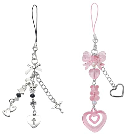 Lilbitty 2 Stück niedlich y2k Telefon Charme ästhetisches Telefon Zauberzubehör Süßes Telefon Lanyard String für Beutelpreis Rucksack Anhänger Dekor Dekor