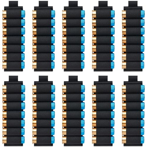 10 Packs 7 Rounds Shell Card Holder | Buttstock Shells Holder | 12/20 Ga Side Saddle Shell Carrier for Rifle Shotgun Cartridge | with Molle Utility Pouch Hook and Loop