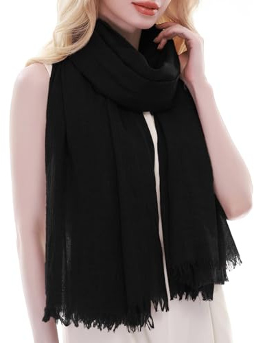 RIIQIICHY Sciarpa Nero Foulard Donna Pashmina Scialle Stola Elegante Cerimonia Invernale Primaverile Leggera Morbide Lunga Autunnale Estiva
