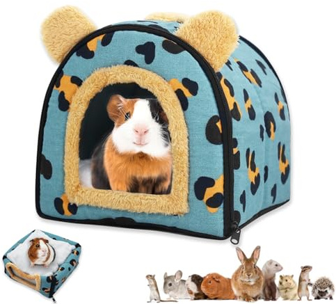 Flow Fire Guinea Pig Bed House Hideout, Warm Small Animal Hideout for Hamsters, Hedgehogs, and Chinchillas(Blue)