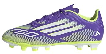adidas Mixte Enfant F50 Club Firm Ground/Multi Ground Football Boots Kids, Purple Rush/Cloud White/Lucid Lemon, 37 1/3 EU