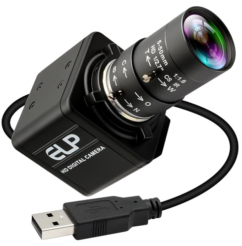 IFWATER USB Camera 16 Megapixes High Resolution 5K USB Webcam with CS Mount 5-50mm Manual Varifocus Lens Close UP OpenCV Camera Free Driver Plug and Play for Windows Linux Laptop Jetson Nano