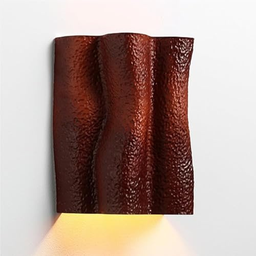 Modern Nordic Resin Wall Sconce - Half-Cylinder Tree Root Design Up Down Light for Stairs, Hallway, Bedroom, Entryway, Porch, Balcony - E26/E27 Base (Red)