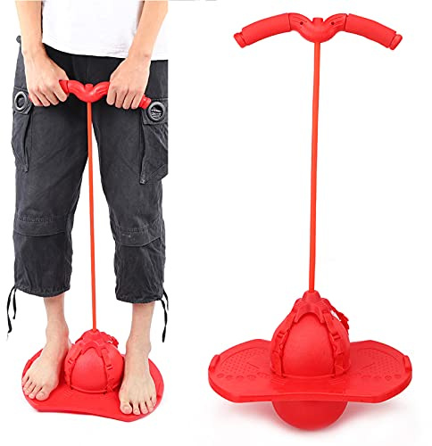 OPPWONG Pogo Stick, Pelota de Salto con Pogo Bola de de de Juguete Jump Torto de Tablero Pedal de la Bola del Pie con de la Cuerda Pull de Juguete para Niños con (Rojo)