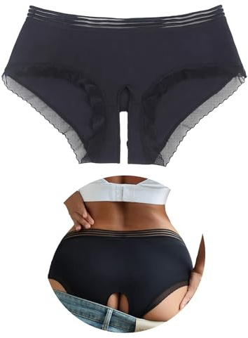 comeondear Tangas Mujer Abiertas Talla Grande Tangas Sexy para Mujer Bragas Brasileñas Slip Elástico Braguitas Transpirables y Cómodas Lenceria Ropa Interior Sexy Lingerie for Women Negro,XXL