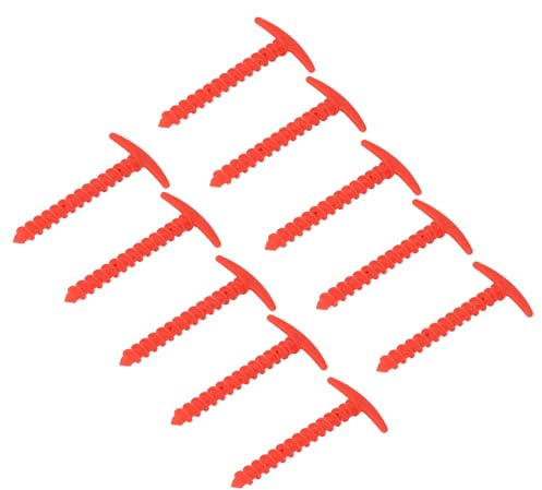 Badafaci Piquets de Tente en Plastique en Forme de T, Ancres de Sol en Spirale, 5,7 Pouces, pour Bâche de Camping, Auvent, Randonnée, Plage, Pelouse, 10 Pièces (Rouge)