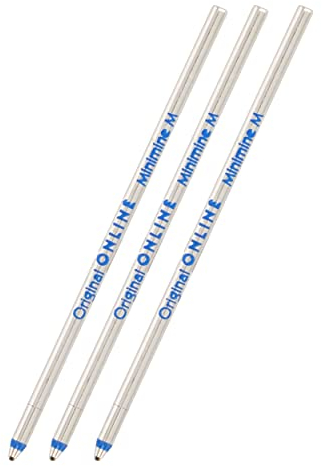 3x Multifunktions-Kugelschreiberminen D1-Format Strichstärke M (mittel) von Online, auch für Lamy, Rotring, Schneider, Cross etc, Internationale Standard Mine, dokumentenecht, Schreibfarbe blau