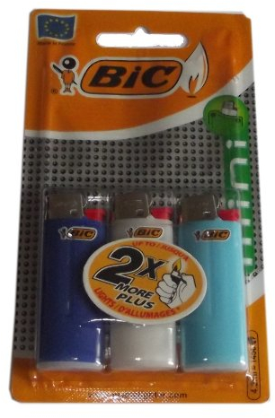 Set di 3 Accendini Bic Mini Colorati Due Volte più di accensioni