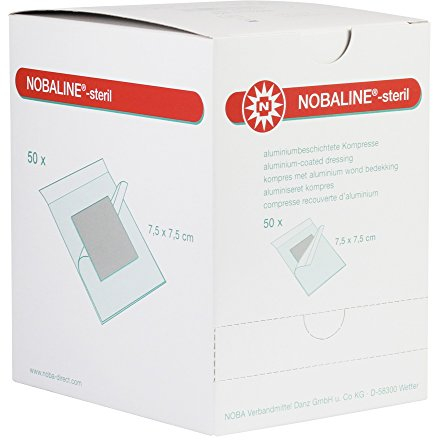 50 x NOBALINE steril Aluminiumbeschichtete Wundkompresse, Größen:7.5 cm x 7.5 cm