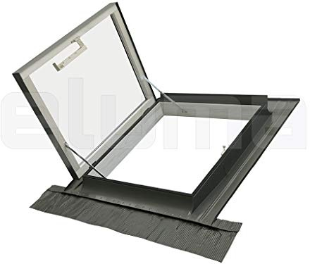 Lucernario - Finestra da tetto CLASSIC LIBRO | Finestra per uscita sul tetto | Vetro camera 4-9-4 | Apertura laterale | Made in Italy | Linea Vita | 78x78 Base x Altezza