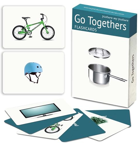 Picture My Picture Go Togethers Flash Card Set – Speech Therapy Tool for Vocabulary, Communication & Thinking, Scratch-Resistant with Activity Guide, Suitable for Education, ESL & ABA – Set of 40