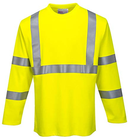 Portwest FR Hi-Vis Long Sleeve T-Shirt, Color: Yellow, Size: L, FR96YERL