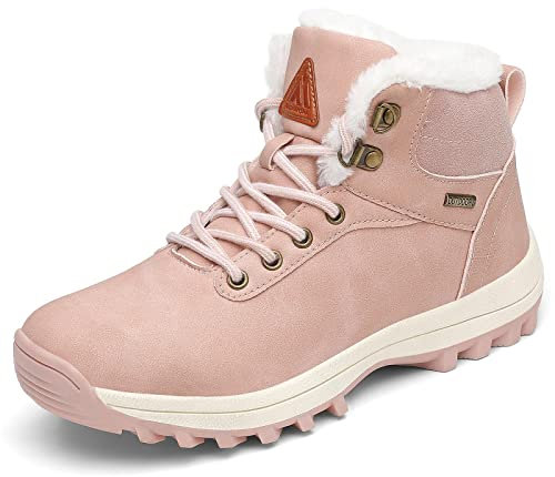 Mishansha Winterschuhe Damen Gefüttert Winterstiefel Rutschfest Outdoor Wanderschuhe Wasserdicht Winter Boots Schneestiefel Lavendel Rosa,Gr.40