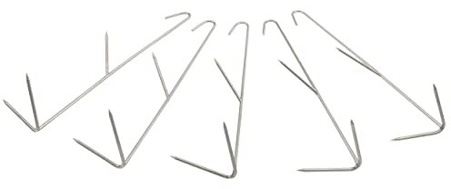 RK RÄUCHER KÖNIG 5 Stück - Doppelspitz-Krallen-Räucherhaken, 15 cm - Edelstahl