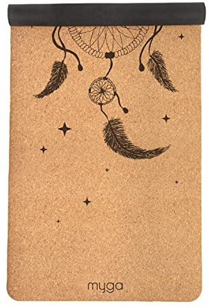 Myga Yogamatte aus Kork – extra große Trainingsmatte mit tollem Halt, Pilates, Stretching und Fitness – umweltfreundlicher Naturkork – (205cm x 70cm x 6mm) Dreamcatcher