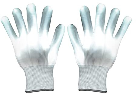 Lychee Lumineux LED Gants Plein Doigts Gants-Meilleurs Cadeaux pour Enfants et Adultes Party/Halloween/Noël/Fete/Club/Soiree/Etape Performance - 1 Paire (Blanc)