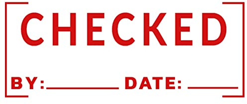 Printtoo Checked by Date Self Inking Rubber Stamp Pre-Inked Office Stamp- Home Office Business Stationery, 47 x 20 mm Red