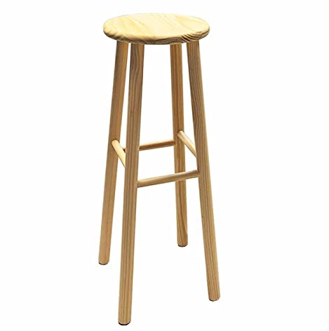 AC - Taburete de Madera Redondo - Diseño Clásico - Fabricación de Madera - Hogar y Cocina - Ideal para Cocina o Bar - Tamaño: 70 x 26 x 26 cm