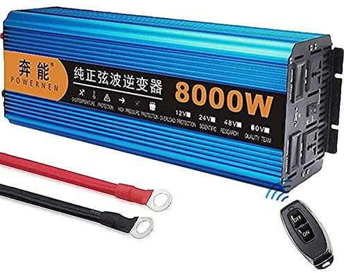 Ren sinus växelriktare 3 000 W 4 500 W 6 000 W 8 000 W 10 000 W ren sinus spänningsomvandlare 12 V/24 V till 230 V DC AC-omvandlare, strömomvandlare, fjärrkontroll | LCD | uttag| USB, 10 000 W – 24 V