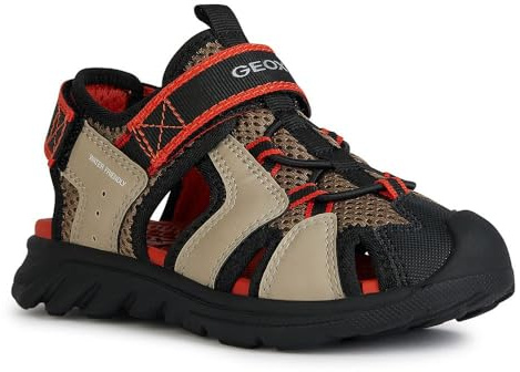 Geox J AIRADYUM BO Sandal, DK BEIGE/RED, Dk Beige Red, 39 EU