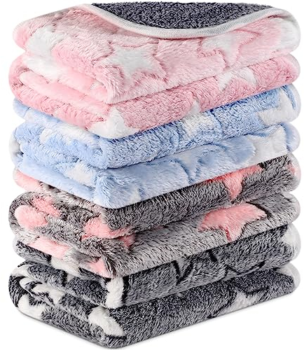 Namalu 4 Wasserdicht Meerschweinchen Fleecedecken Klein Waschbar Hundedecke Saugfähig Meerschweinchen Käfig Einlagen Wiederverwendbar PIPI Pads Schlaf Kuscheldecke (Süße Sterne, 60 x 40 cm)