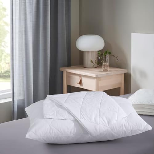 AR Ware Lot de 2 taies d'oreiller matelassées respirantes et hypoallergéniques en microfibre douce et hypoallergénique Blanc 50 x 75 cm
