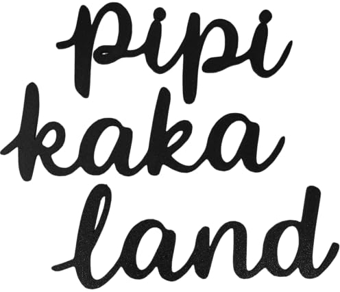 Toilettenschild Türschild | WC | Gäste-WC Schild | Klo Beschilderung | Türdeko Badezimmer | Selbstklebend Schwarz (Schwarz, Pipi Kaka Land)