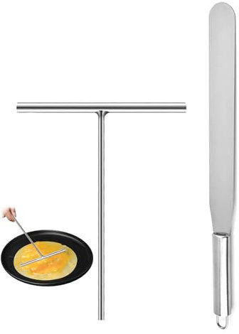 2 Spatule A Crepe,Spatule Crepe Party,éPandeur de Crêpes et Spatule en Acier Inoxydable,Kit D'Accessoires Fabrication CrêPes,Pour Poêle,Poignée à Beurre,RéSistante à La Chaleur,Jambon Palat Pancakes