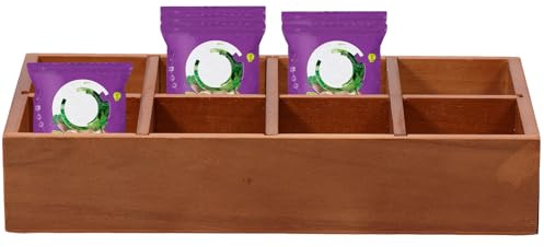 Guniata Scatola da tè, in legno con 8 scomparti, organizzatore per tè, caffè e spezie, per cucina, ufficio e casa (marrone)