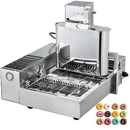 XSDAJSD Macchina Automatica per Ciambelle Commerciale - Tramoggia da 9,5 l a 6 File, Macchina per Ciambelle in Acciaio Inossidabile da 2000 W per Snack - Spessore e Temperatura Regolabili