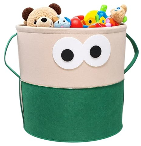 KASESSS Cesta Giochi Bambini Con Maniglia, Feltro Cesto Giochi Portaoggetti Grazioso Pieghevole Portagiochi, Portagiochi Bambini Contenitoriper Da Letto Ragazzi Ragazze 35x35cm Verde