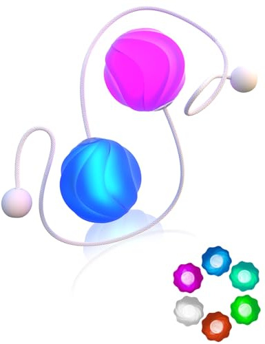 POILOVES LED-Poi-Bälle – 9 Leuchtmodi mit Regenbogen- & Atemlicht, Leuchtende Jonglierbälle für Kinder & Anfänger – USB Aufladbares Lichtspielzeug für Nachtspiele & Party