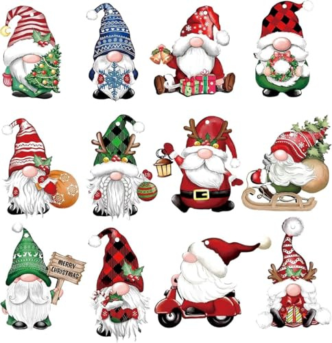36 pezzi di ciondoli di Natale in legno, mini grazioso gnomo, ornamenti appesi in legno con motivi multiformi, babbo natale per decorare l'albero di Natale, decorazione per albero di Natale per