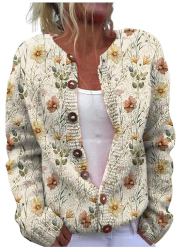 Maglione da Donna Norvegese Vintage con Motivo Invernale Cardigan Donna in Sherpa Aperto Caldo Oversize Maglioni in Cashmere con Bottoni Giacca in Lana Classico Comodo Pesante sul Davanti Felpe