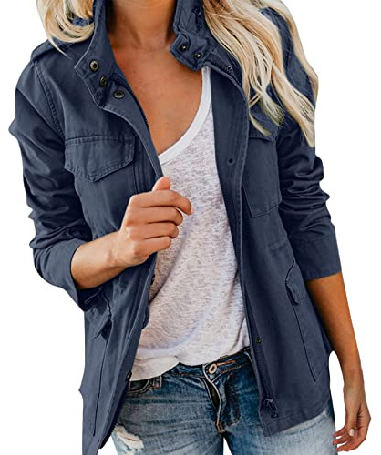 Genérico Cazadoras Mujer - Chaqueta Mujer Talla Grande Blouson Casual Chaquetas Entretiempo Abrigo Ligera Cardigan Primavera Sudadera Cremallera Sobrecamisa Moda Parka Deportiva Trench Coat
