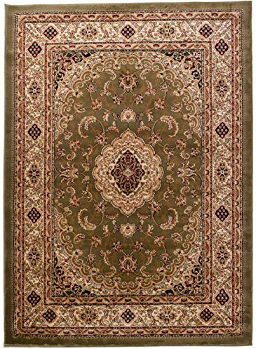 Carpeto Teppich Orientteppich Grün 250 x 350 cm Medaillon Konturenschnitt Muster Iskander Kollektion