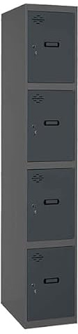 Simon Rack Casier Vestiaire Metallique, 4 Porte, 1800x300x500 mm, Anthracite, 1800x300x500