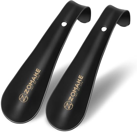 ZOMAKE Metal Shoe Horn,Small Travel Shoehorn for Men Women Kids,2 Pcs Portable Shoe Spoon Helper 5.9''