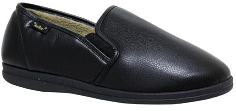 Mens Diabetic Orthopaedic Memory Foam Easy Close Wide Fitting Fur Slippers Shoes Black-William Pu 8