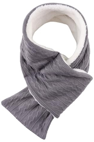 OMUKY Unisex Winter Knit Warm Scarves Thick Fleece Scarf Cold Weather Soft Neck Warmer for Women Men(Adult Gray)