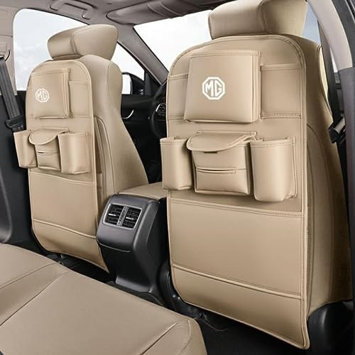 Aufbewahrungstasche für die Rückenlehne des Autositzes für MG GT 2021 2022 2023 2024 Multifunktionale Sitz Rücken Hängende Tasche mit Logo Innenausstattung,Beige Style
