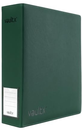 Vault X Large Ring Binder, 900 Cards, fits 9 Pocket Pages, Exo-Tec Material, 3 D-Ring Folder, for Trading Cards (Green)