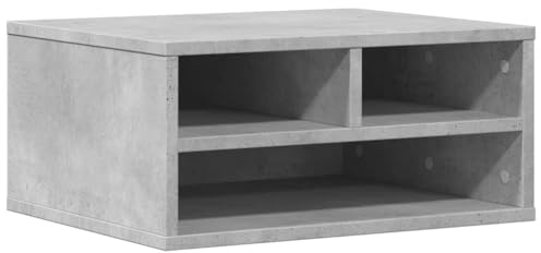 vidaXL Supporto Stampante Grigio Cemento 49x40x22,5 Legno Multistrato, Tavolo per Stampante, Organizer per File, Supporto per Stampante con portaoggetti