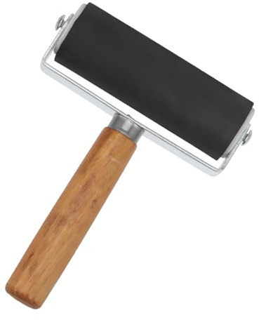 FOYTOKI Rullo per Stampa in Gomma da 10 Cm Manico in Legno Rullo Brayer la Stampa Artistica e Portatile per Uso Professionale e Artigianato