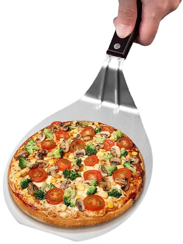 Cáscara de pizza de metal,Paleta de pizza de metal | Pala giratoria para pizza ligera con mango largo,Cáscara de pizza ligera de acero inoxidable, accesorios para horno de pizza, para girar la cáscara