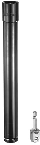 sourcing map Deep 6-Points Impact Socket 1/2 Drive 24mm Metric Socket 12 Length with 1/4 Hex Shank Adapter, CR-V Steel Socket Adapter Accessory Tool Set Kit for Hex Bolts Nut