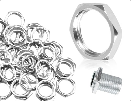 Emezddo 50 piezas de tuerca, tuerca hexagonal de rosca fina, tuerca roscada, tuercas planas, tuerca hexagonal, para tornillos y arandelas y varillas roscadas lámparas de muebles de cocina de baño